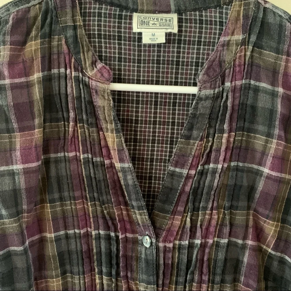 Converse one star long sleeve plaid shirt size medium - Picture 4 of 8